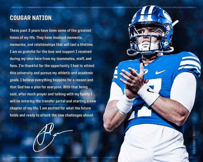 Backup quarterback Jacob Conover to transfer from BYU - The Daily Universe